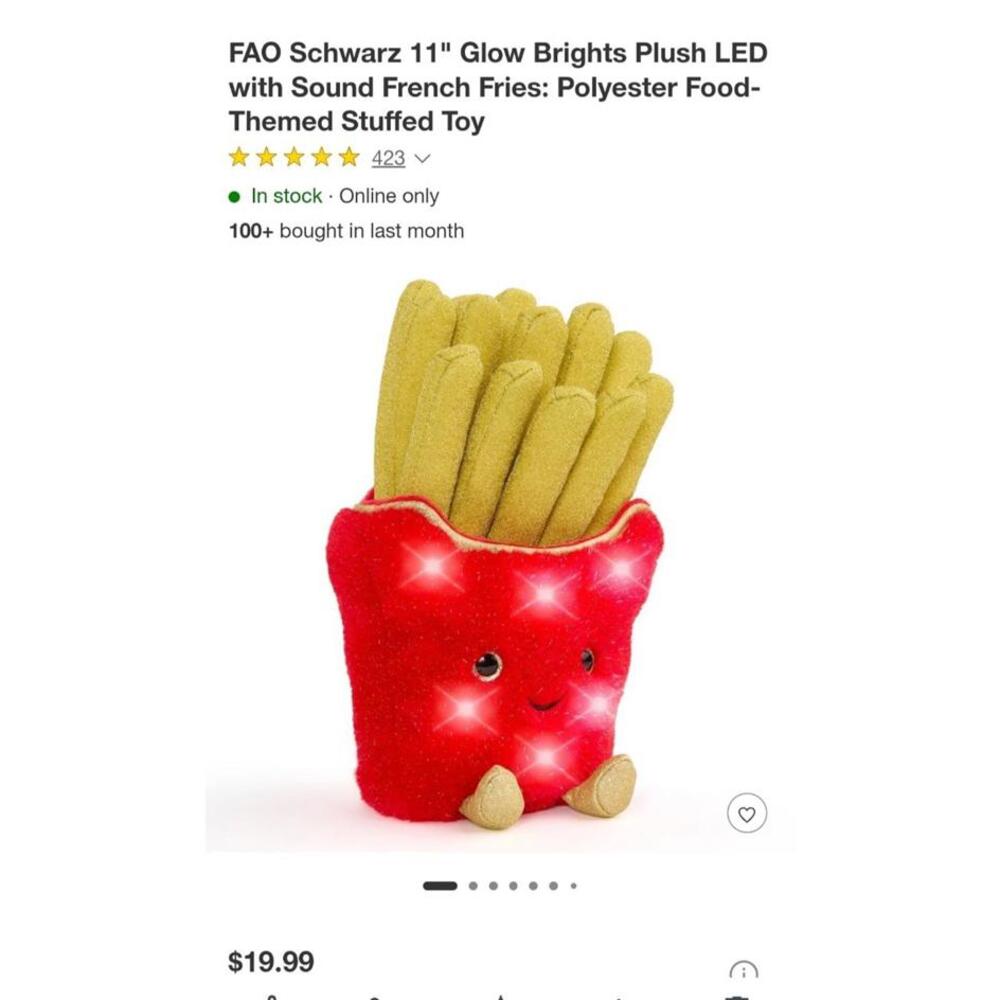FAO fries plush, lights and sound! CASE OF 4!